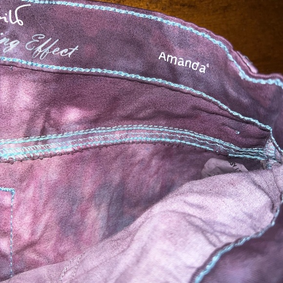 Deep Purple Acid Wash Retro Grunge Straight Leg Slim Fit Skinny Jeans Size 6 - Picture 9 of 10